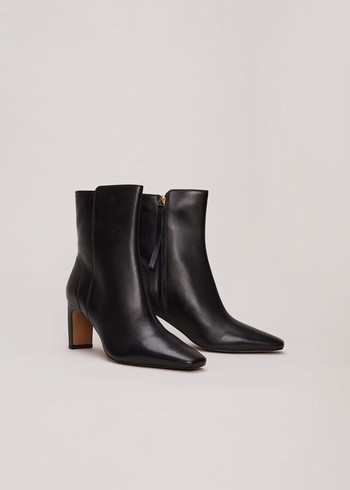 Phase Eight Black Leather Boots Black Canada | NVWEFG-054